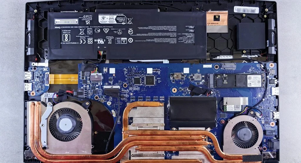 Laptop on a cooling pad to prevent overheating