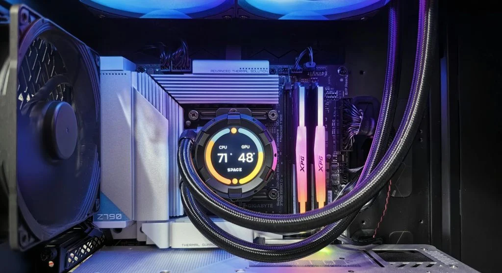 Gaming setup with devices and cooling systems