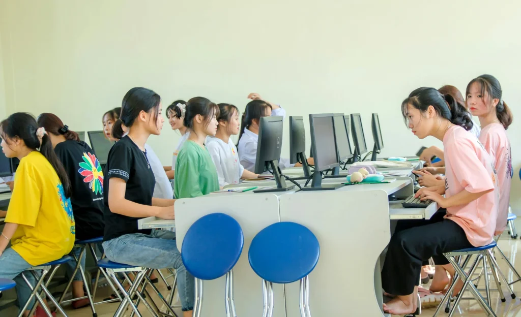 Image of a person learning computer skills